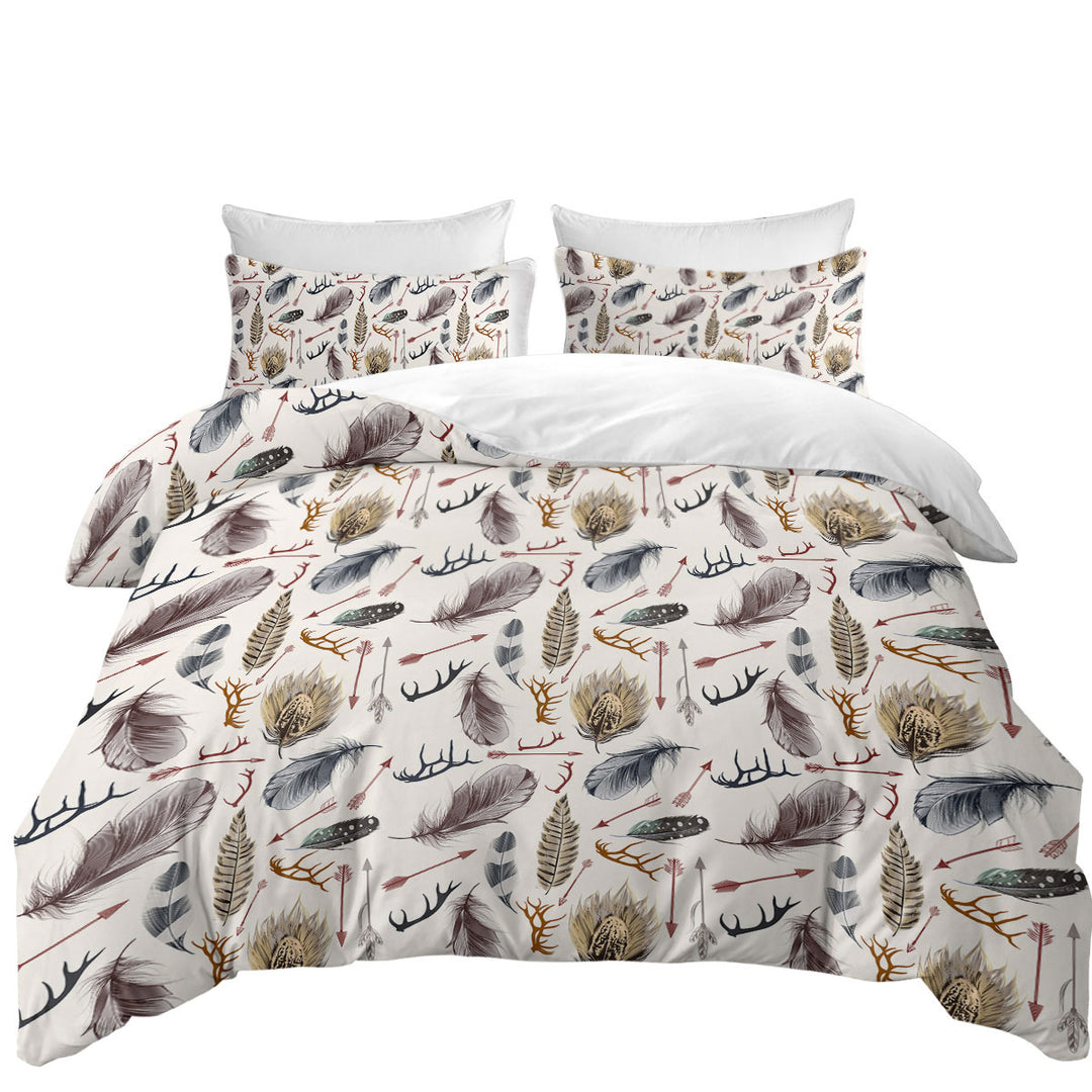 Native Pattern Deer Antlers Arrows and Feathers Quilt Cover