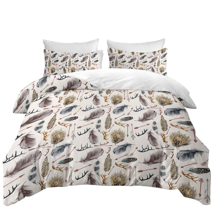 Native Pattern Deer Antlers Arrows and Feathers Quilt Cover