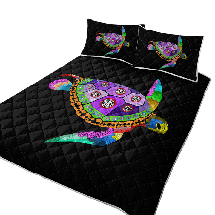 Native Purple Turtle Quilts for Beds