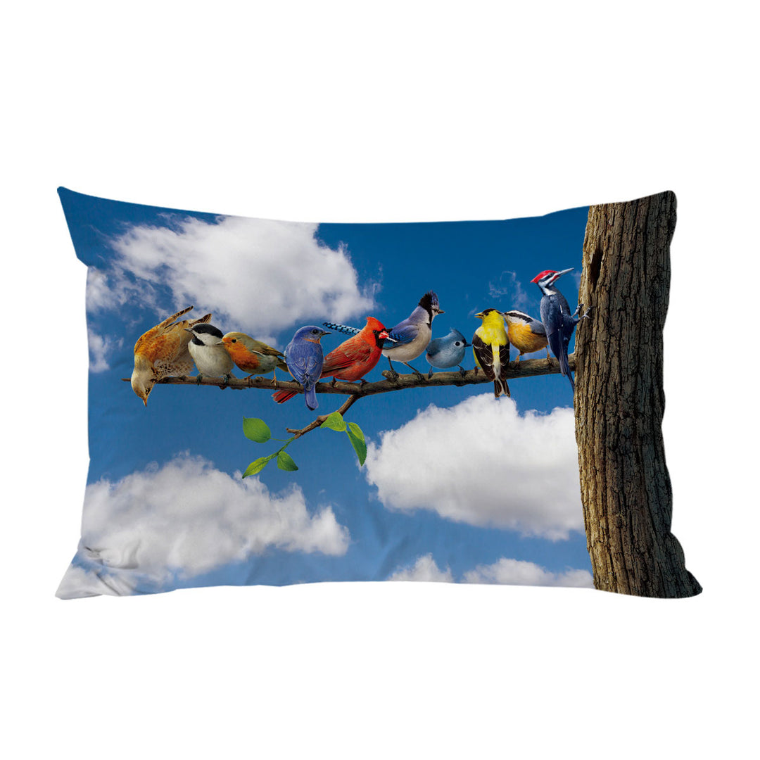 Nature Art Multi Colored Birds King Pillow Cases