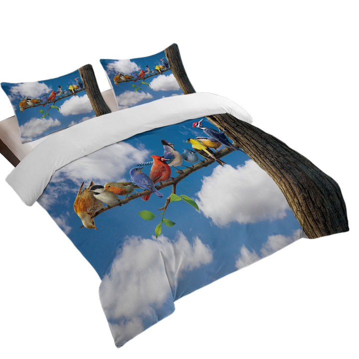 Nature Art Multi Colored Birds Oversized King Duvet Cover