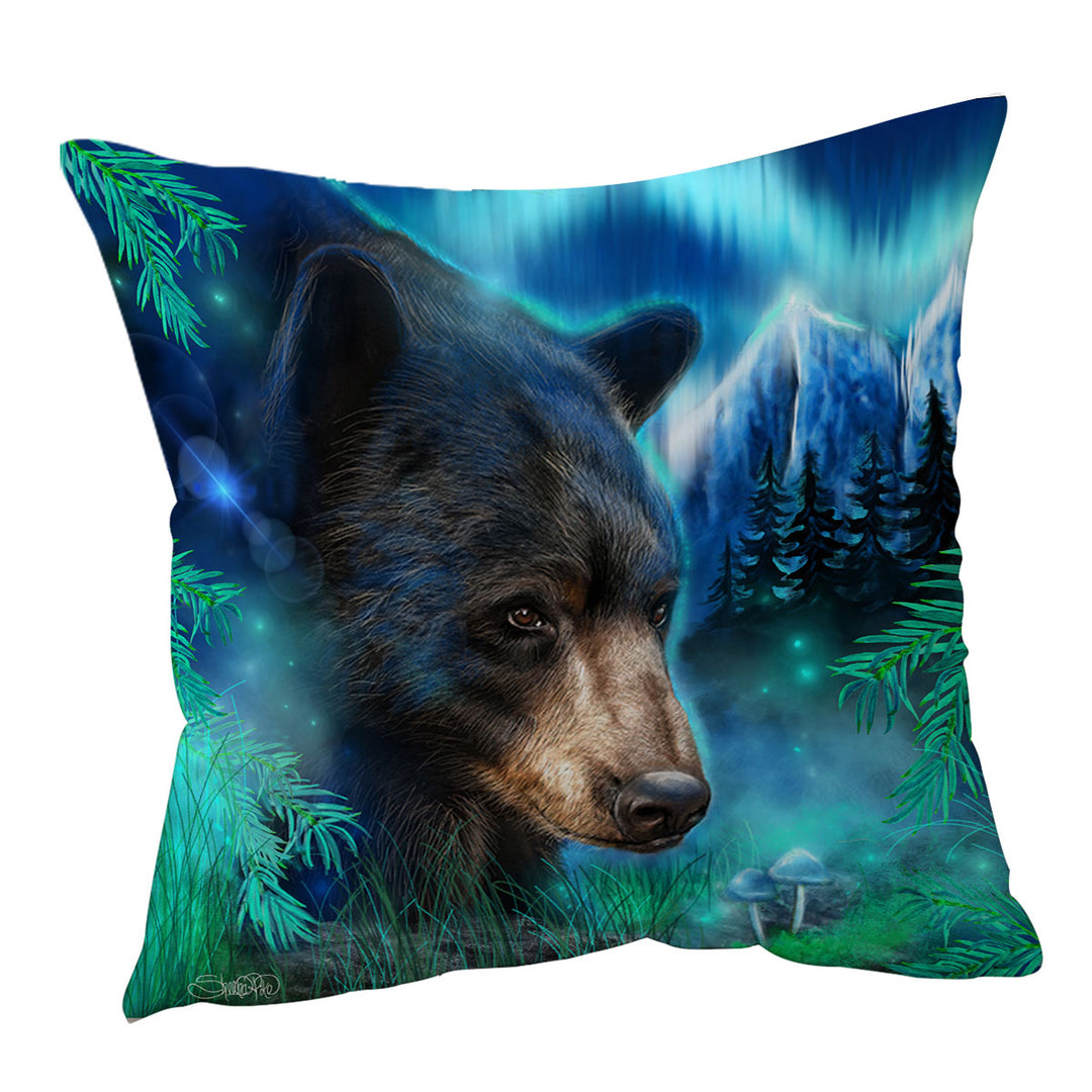 Nature Cushion Covers Art Northern Lights Black Bear