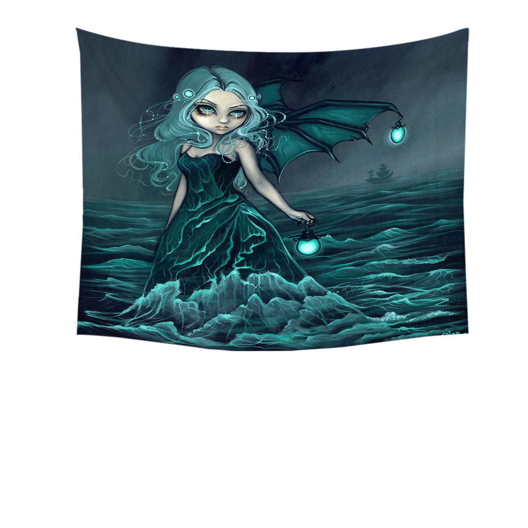 Nautical Wall Decor Fantasy Art Sea Beacon the Ocean Angel Tapestry