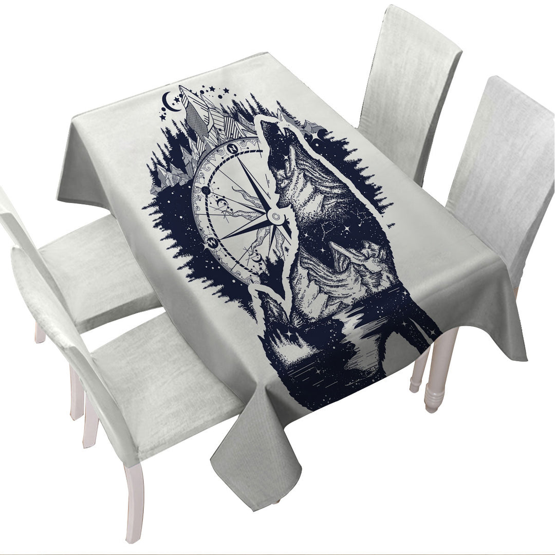 Nautical Wolf Printed Tablecloth