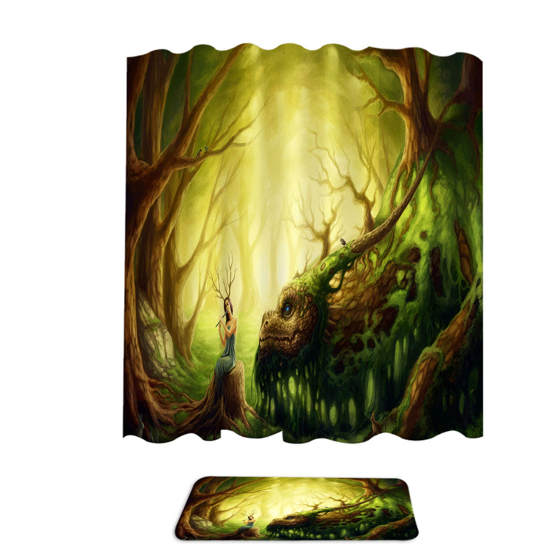 Nice Shower Curtains Forgotten Fairytales Forest Fairy and Dragon