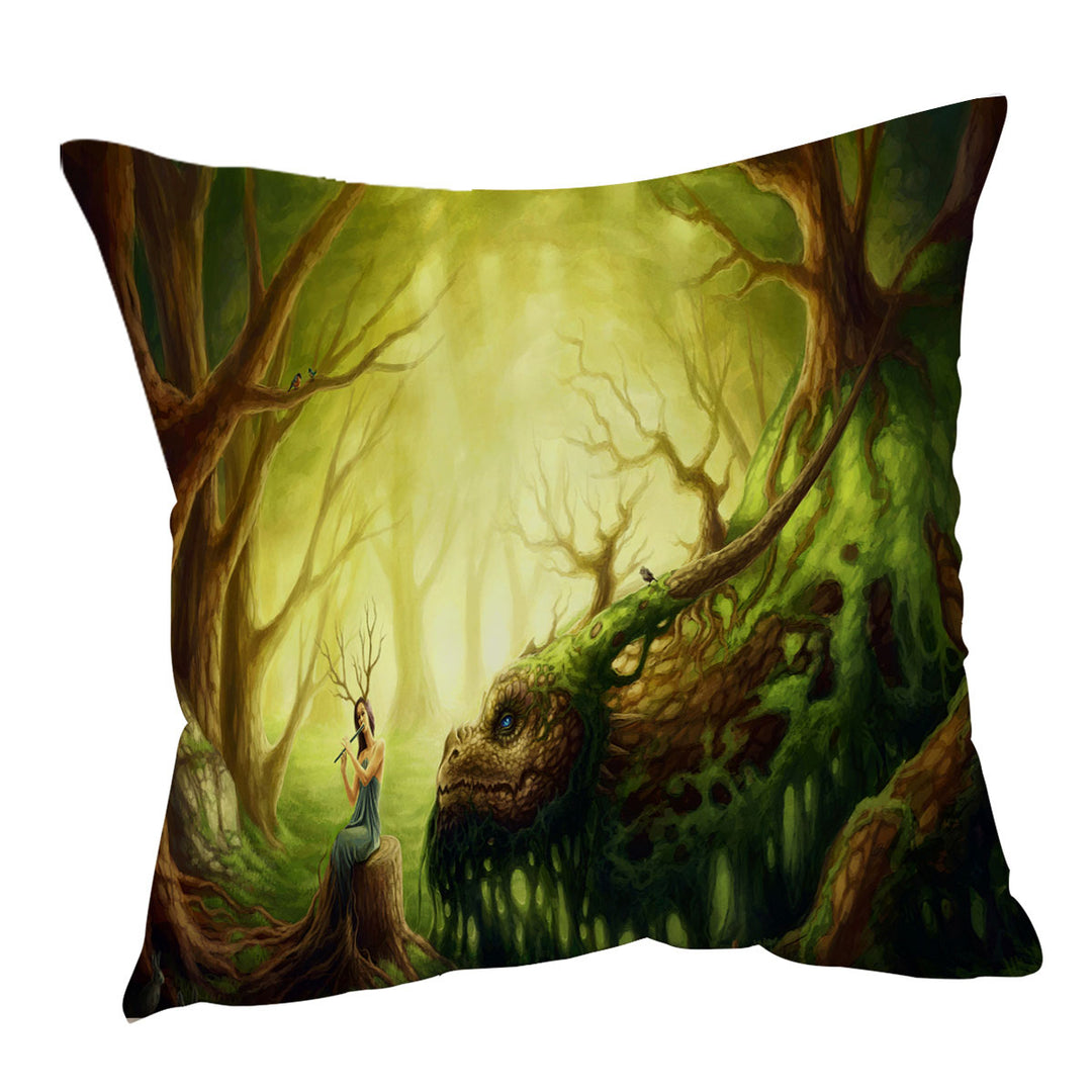 Nice Throw Pillows Forgotten Fairytales Forest Fairy and Dragon