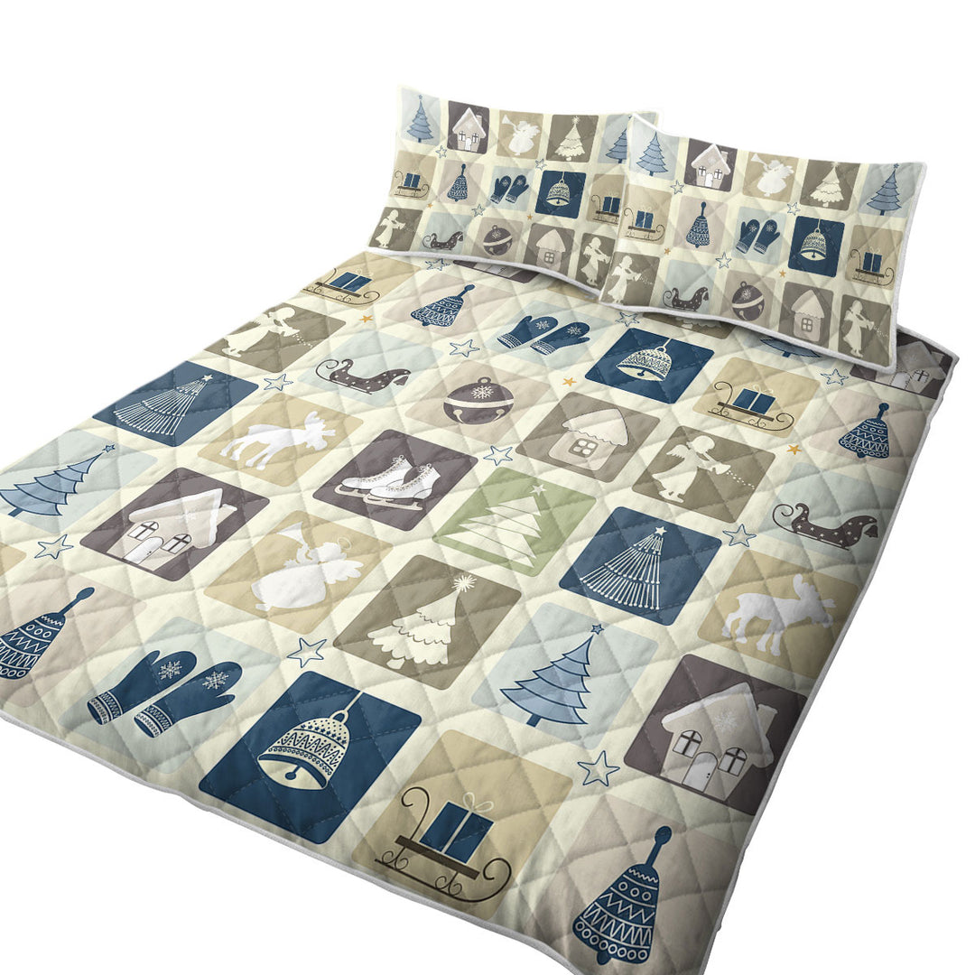 Nice Winter and Christmas Panel King Size Quilt