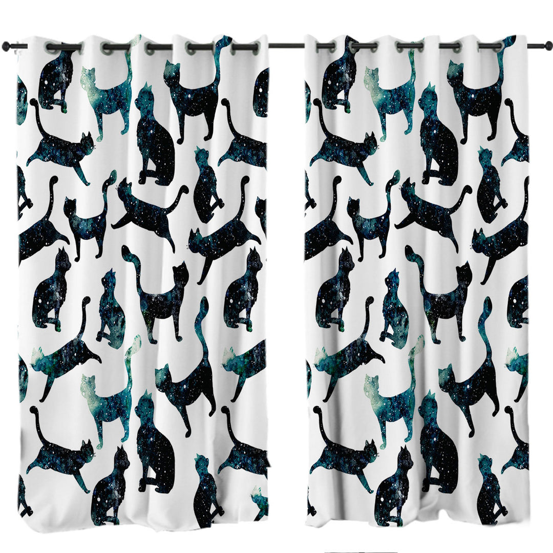 Night Skies Cats Curtains