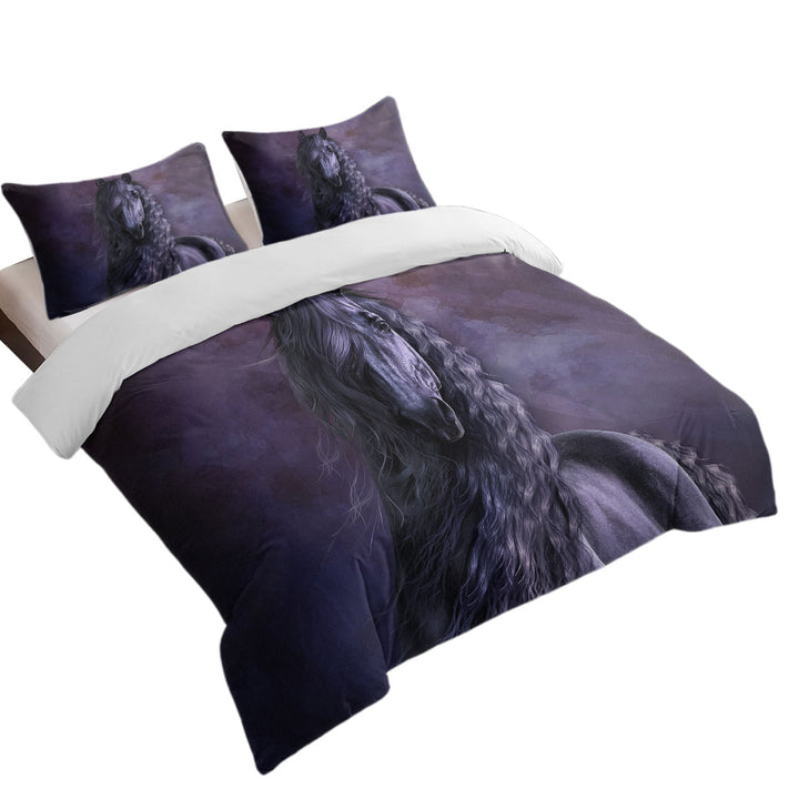 Noble Horse the Black Shadow Horses Art Queen Size Duvet Cover