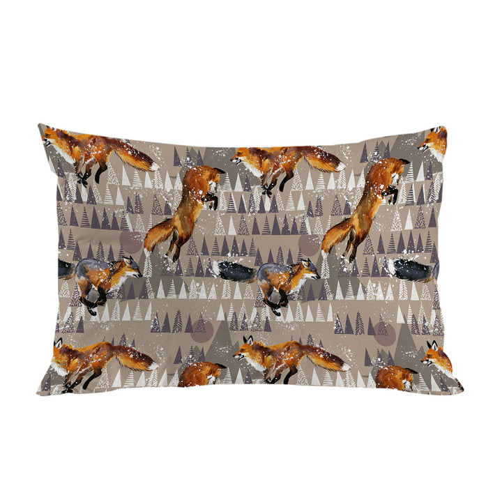 North American Trees Behind Playful Fox Pillowcase