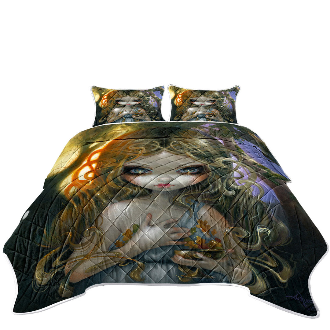Oaken Mead Magical Fairy Maiden with Witchy Chalice King Quilt