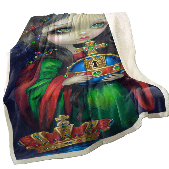 Occulto Orbis Beautiful Girl Holds Globus Cruciger Throw Blanket