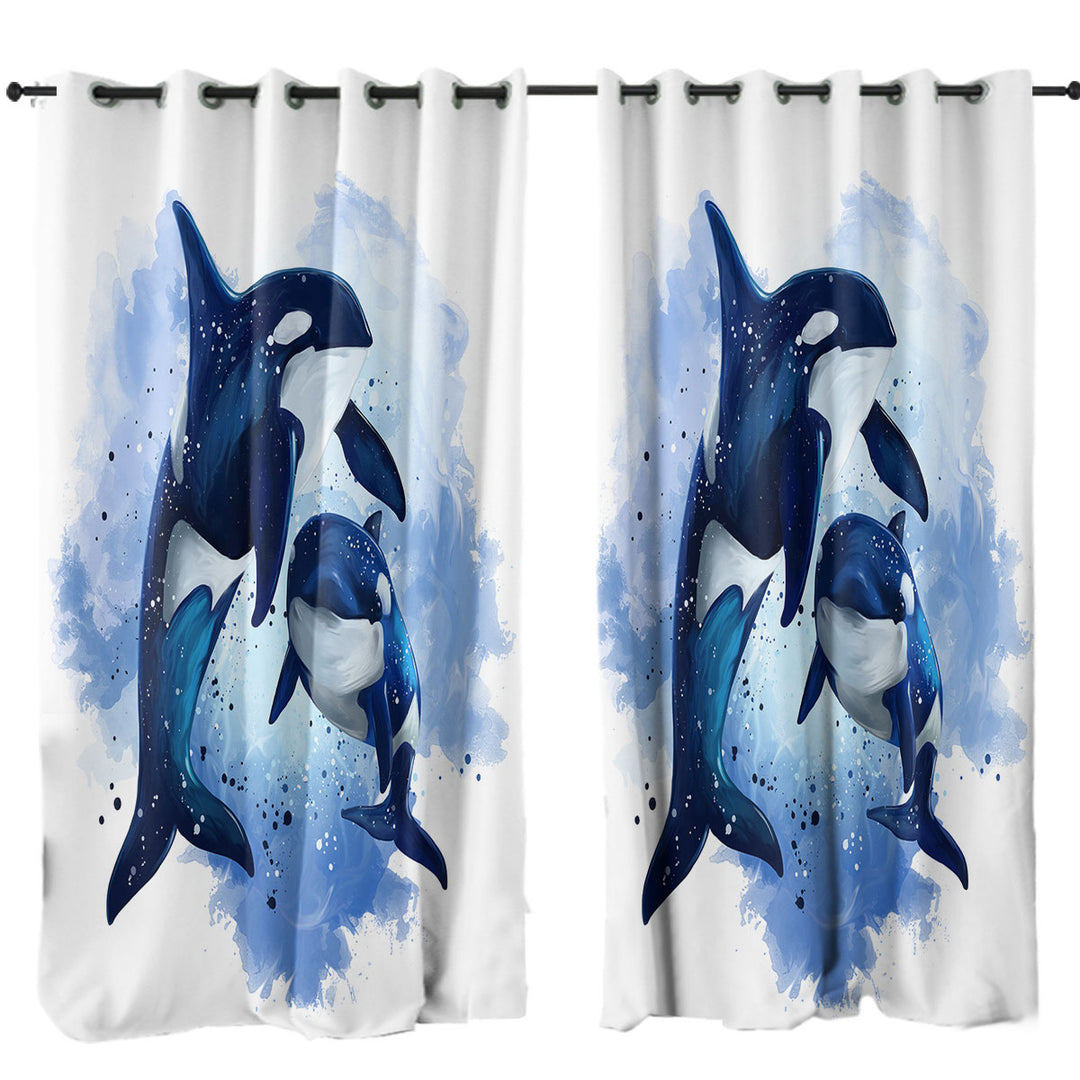 Ocean Orca Whales Art Curtains
