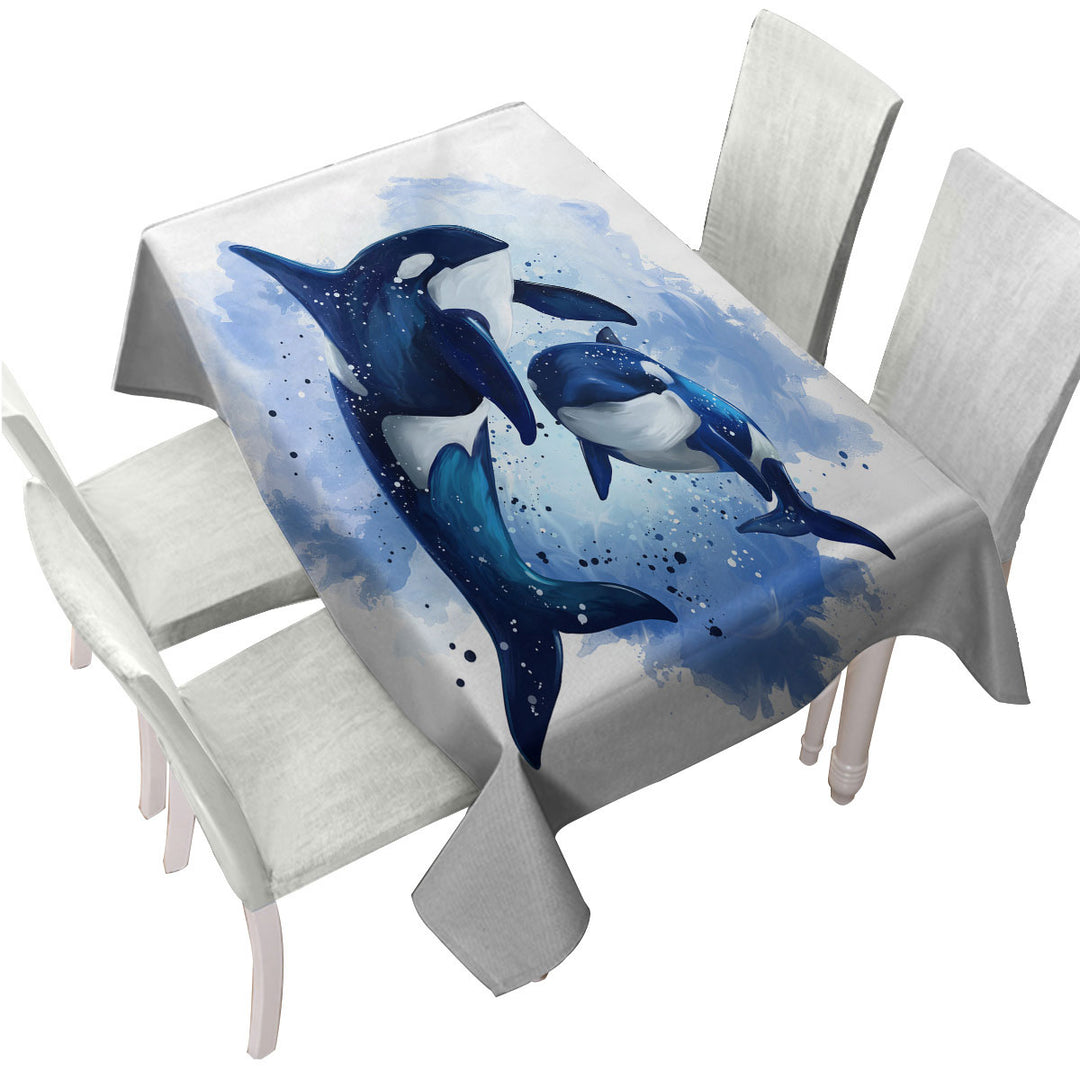 Ocean Orca Whales Art Tablecloths