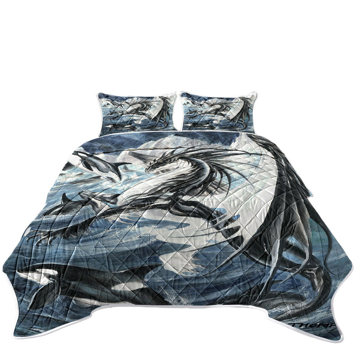 Oceanus the Orca Killer Whale Dragon California King Quilt Sets