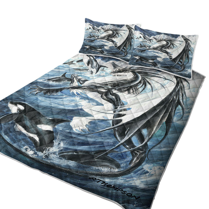 Oceanus the Orca Killer Whale Dragon King Size Quilt Sets