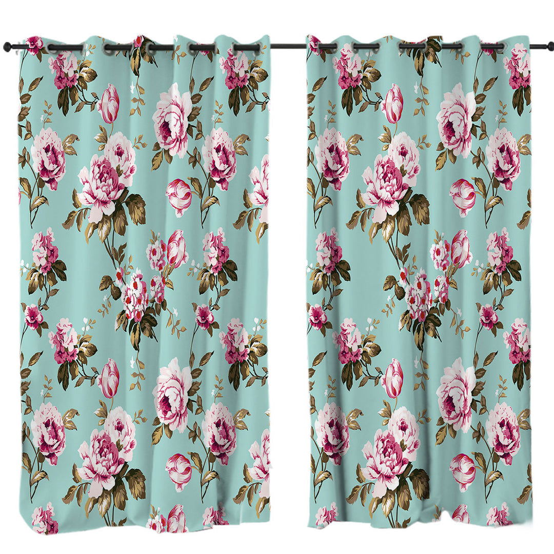 Old Style Pink Roses Drapes