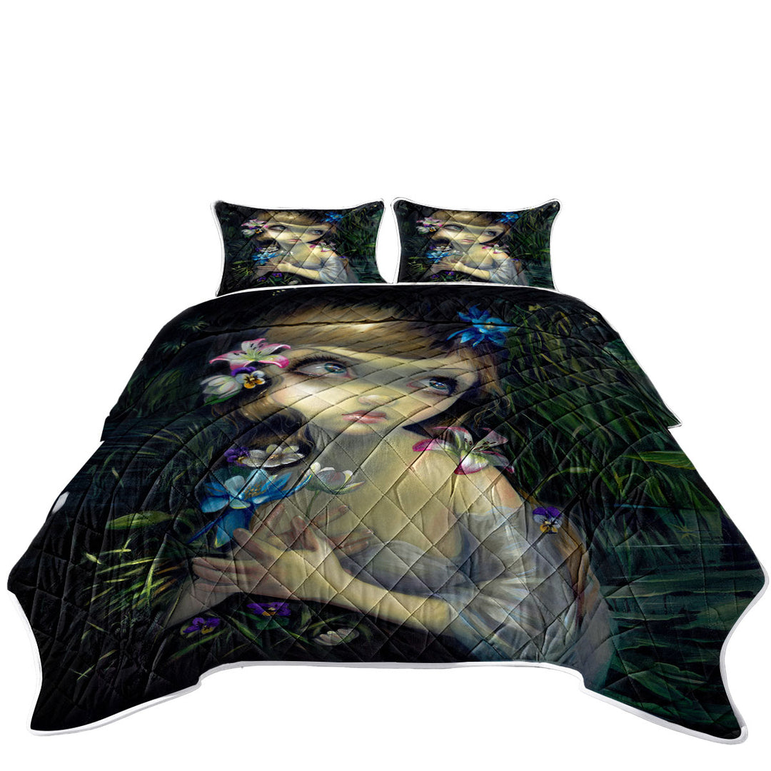 Ophelia Beautiful Girl in the Water Lilies Pond Coverlets