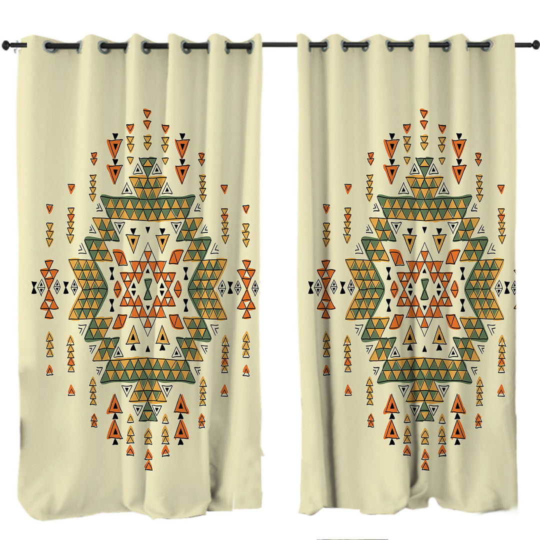 Orange Green Aztec Curtain