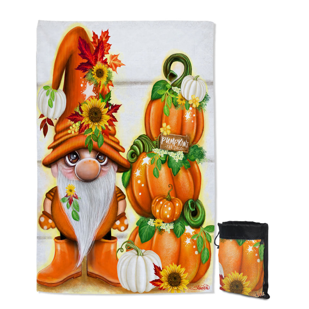 Orange Travel Beach Towel Autumn Pumpkins for Sale Lil Gnome