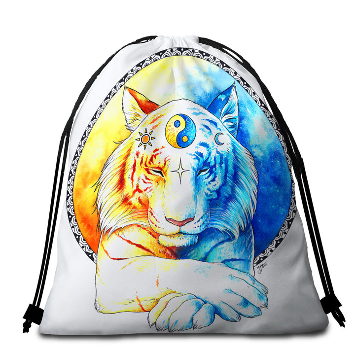 Oriental Beach Towel Bags Inner Balance Oriental Sun Moon Tiger
