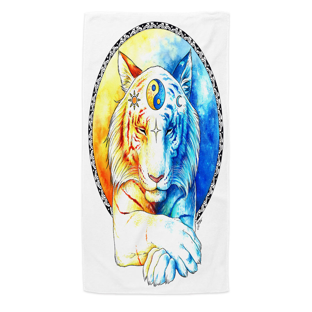 Oriental Beach Towel Inner Balance Oriental Sun Moon Tiger