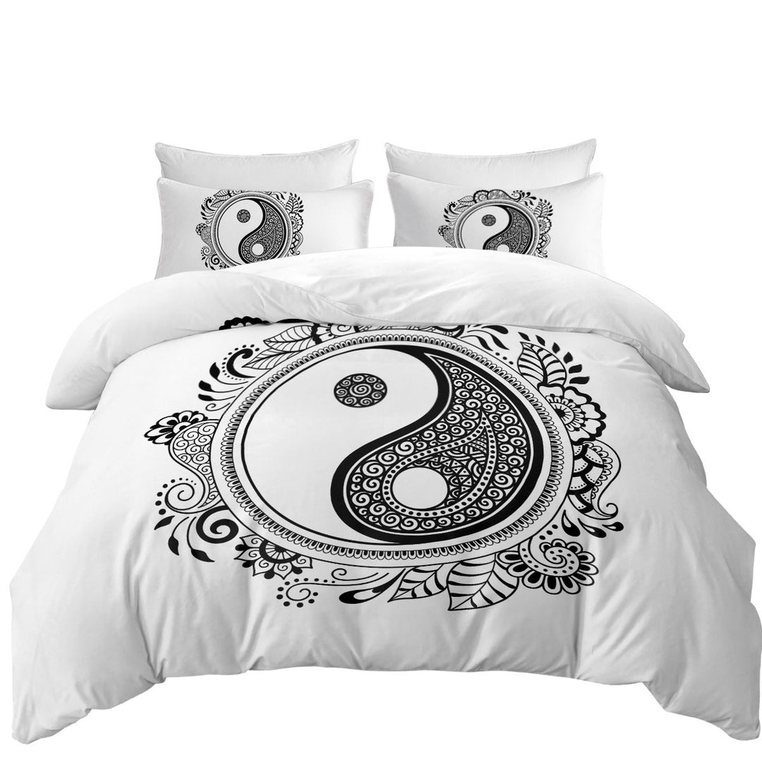 Oriental Prints on Yin and Yang Symbol Bed Covers