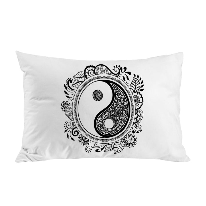 Oriental Prints on Yin and Yang Symbol Pillowcase