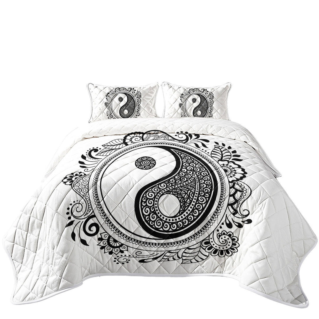 Oriental Prints on Yin and Yang Symbol Quilts