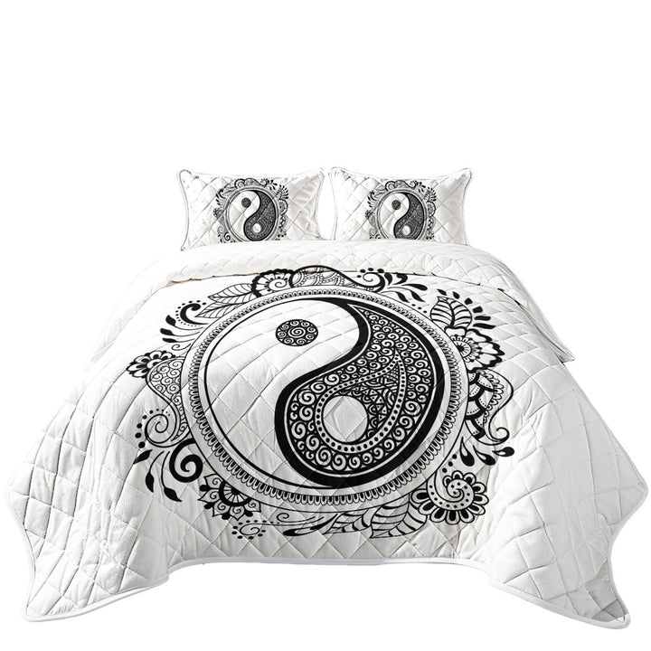 Oriental Prints on Yin and Yang Symbol Quilts