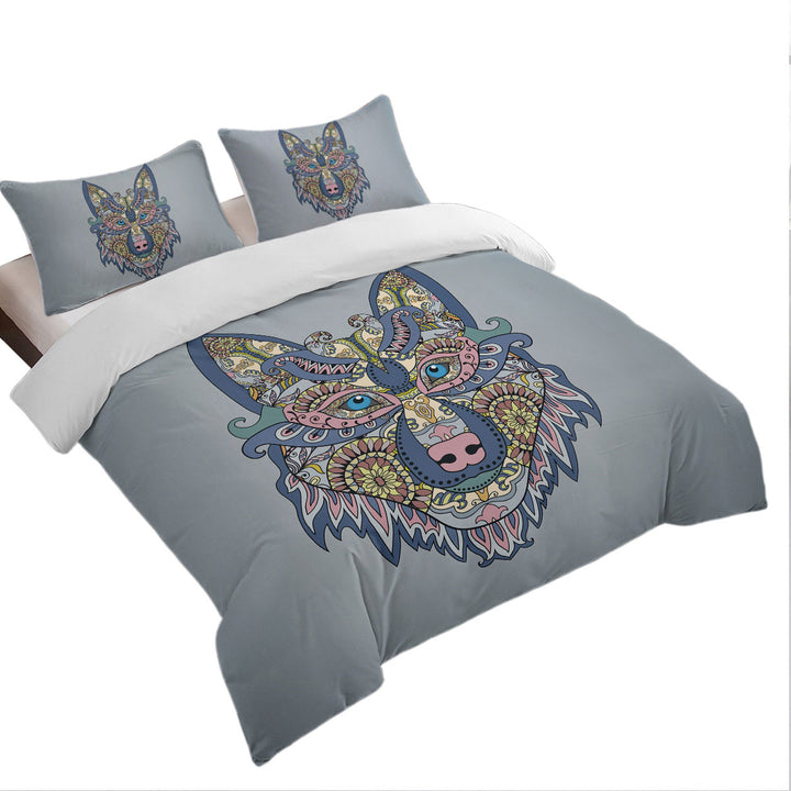 Oriental Wolf King Duvet Cover set