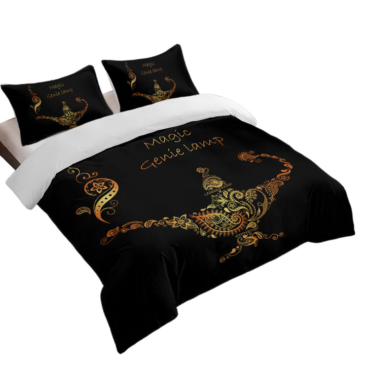 Oversized King Duvet Cover with Cool Golden Magical Genie Lamp