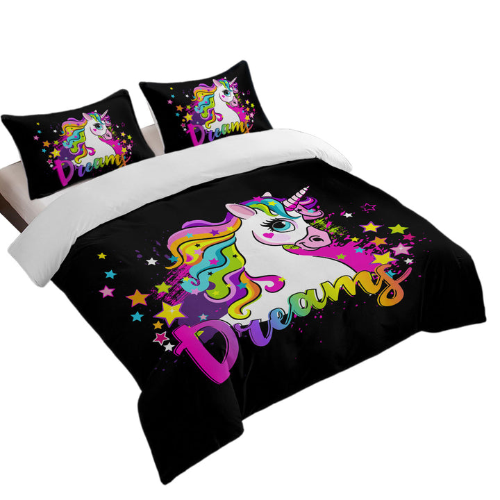 Oversized King Duvet Cover with Girly Dreamy Unicorn
