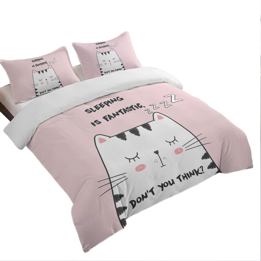 Oversized King Duvet Cover with Sleepy Cat