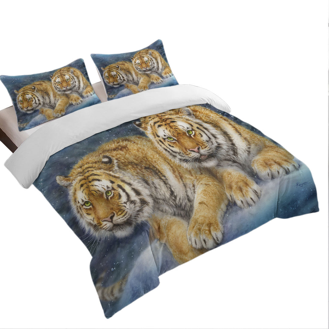 Oversized King Duvet Cover with Winter Storm Tigers