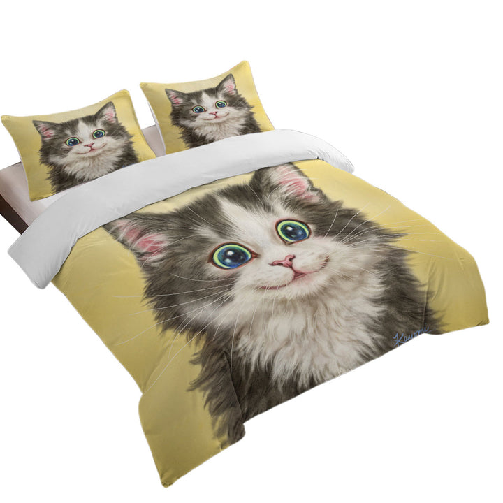 Painted Cats Cute Happy Smiling Kitty Cat Duvet Covers