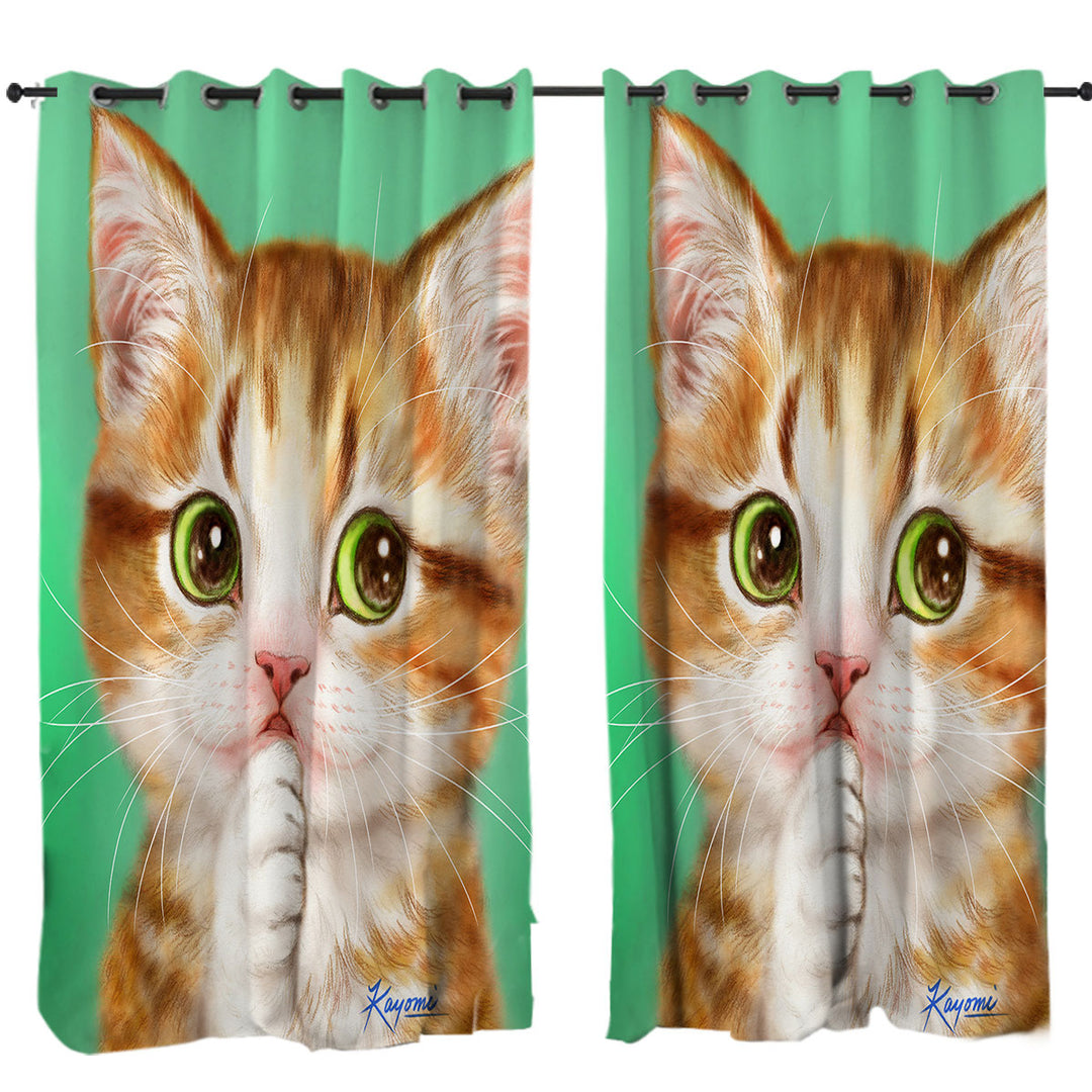 Painted Cats Perfect Green Eyes Kitten Curtain