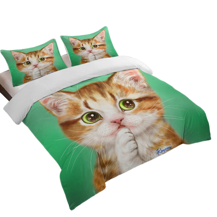 Painted Cats Perfect Green Eyes Kitten Duvet Cover