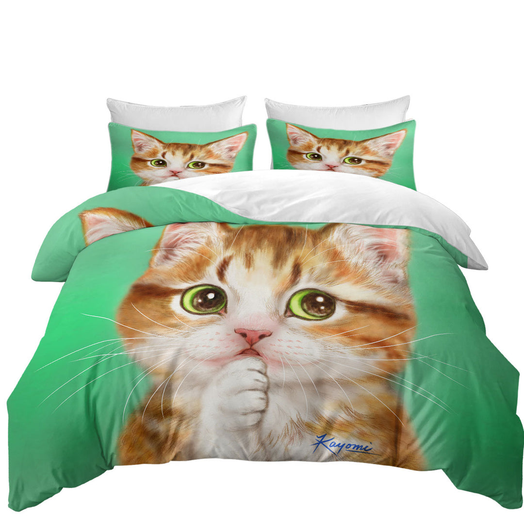 Painted Cats Perfect Green Eyes Kitten Duvet Covers