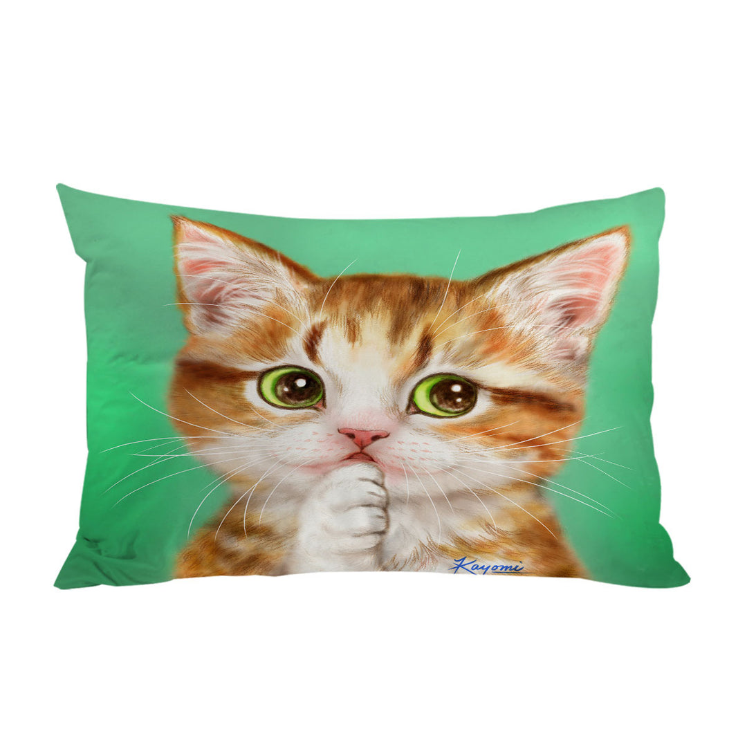 Painted Cats Perfect Green Eyes Kitten Pillowcase