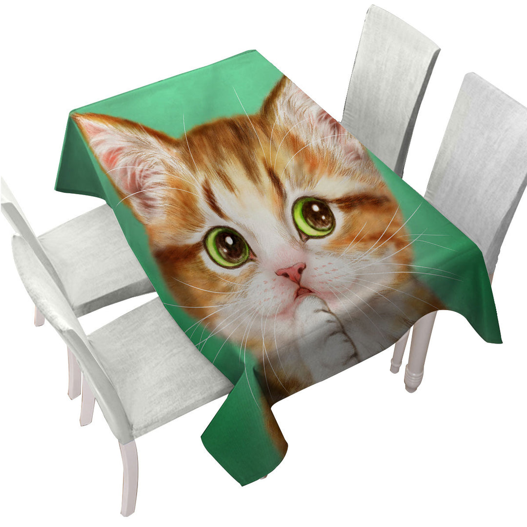 Painted Cats Perfect Green Eyes Kitten Tablecloth