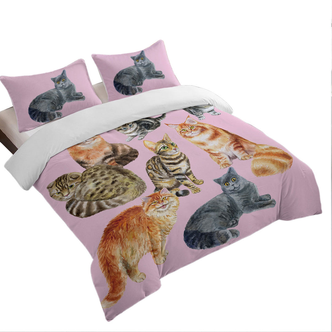Painted Cats Queen Size Duvet Cover