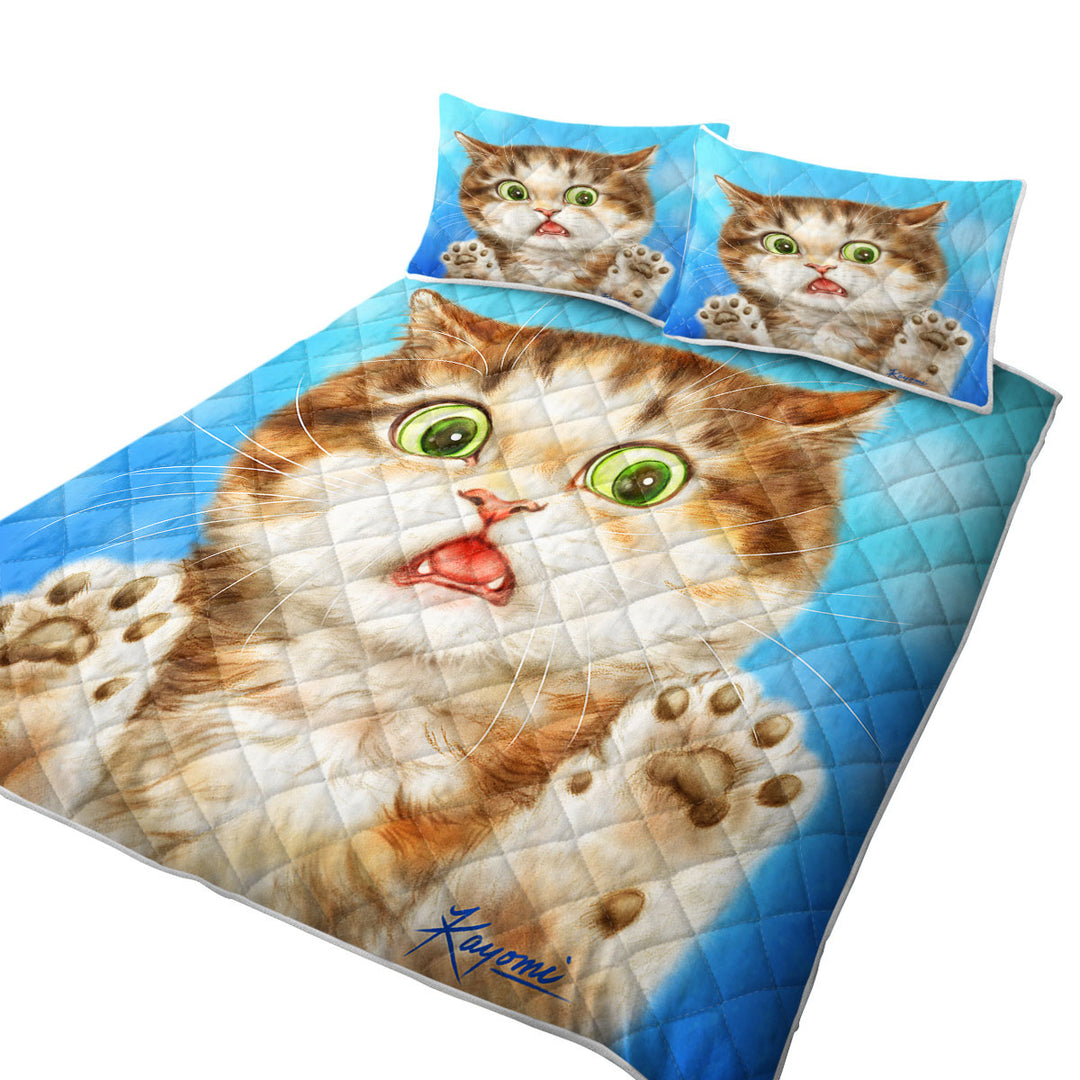 Painted Cats Terrified Brown Kitten Coverlet