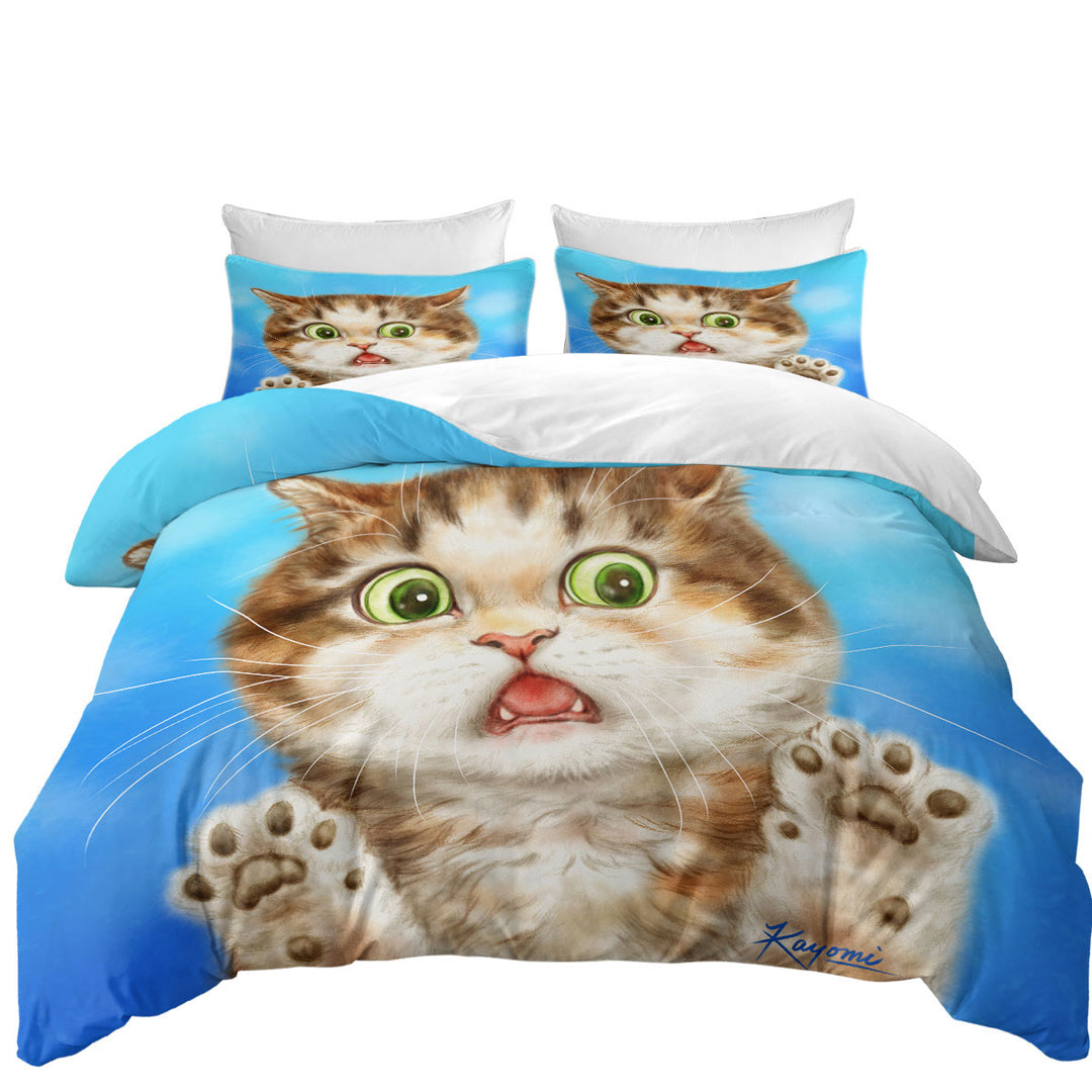 Painted Cats Terrified Brown Kitten King Duvet Cover set