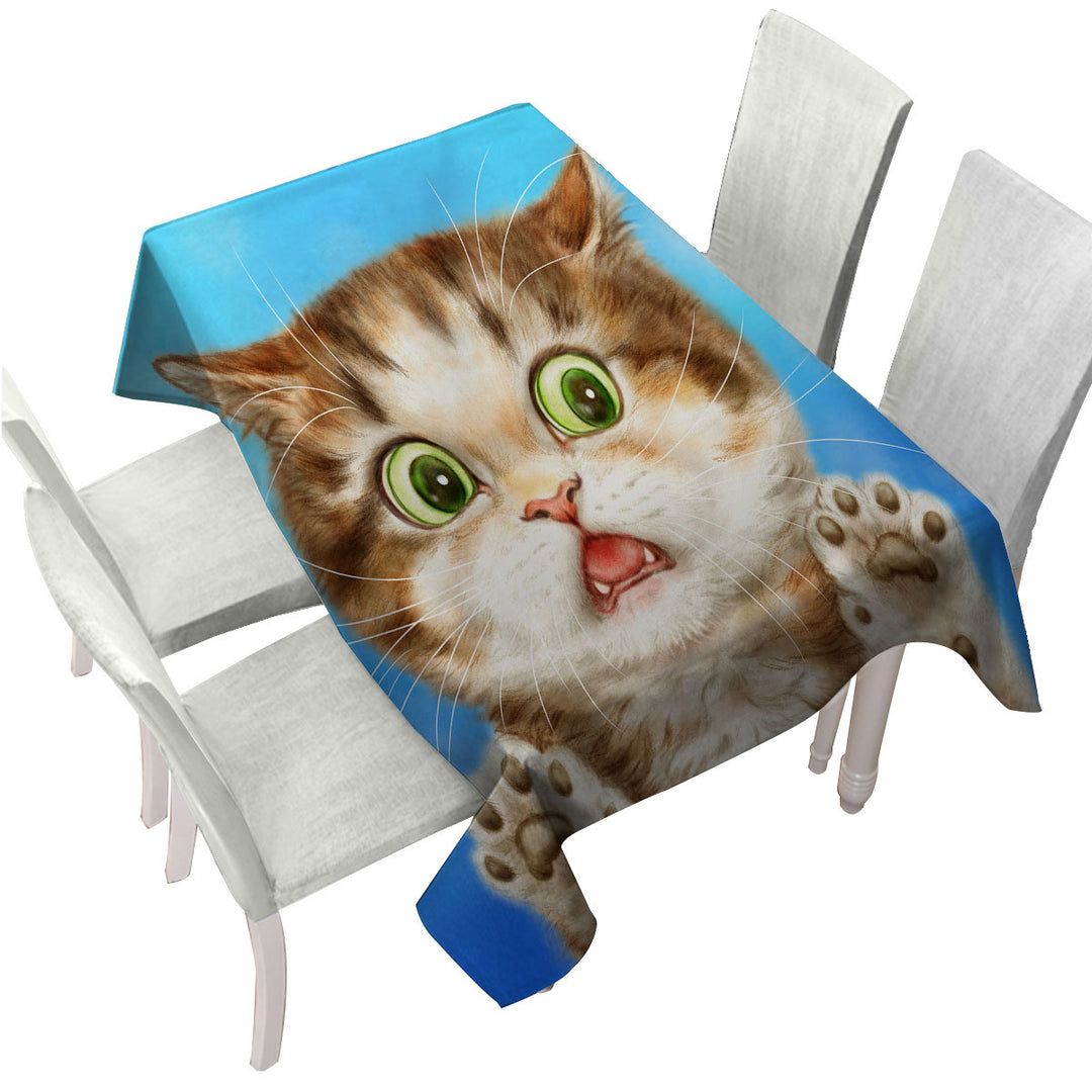 Painted Cats Terrified Brown Kitten Tablecloths