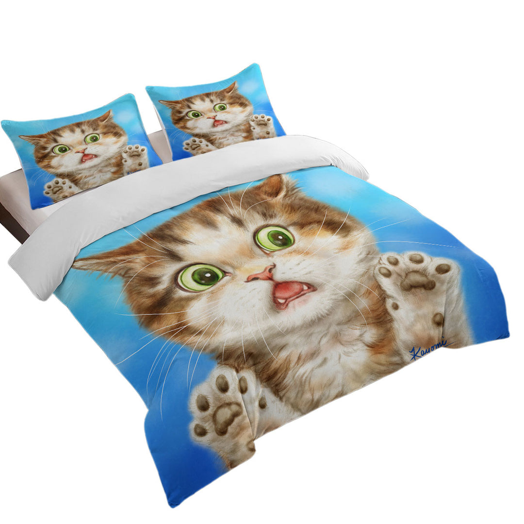 Painted Cats Terrified Brown Kitten full Size Duvet Cover