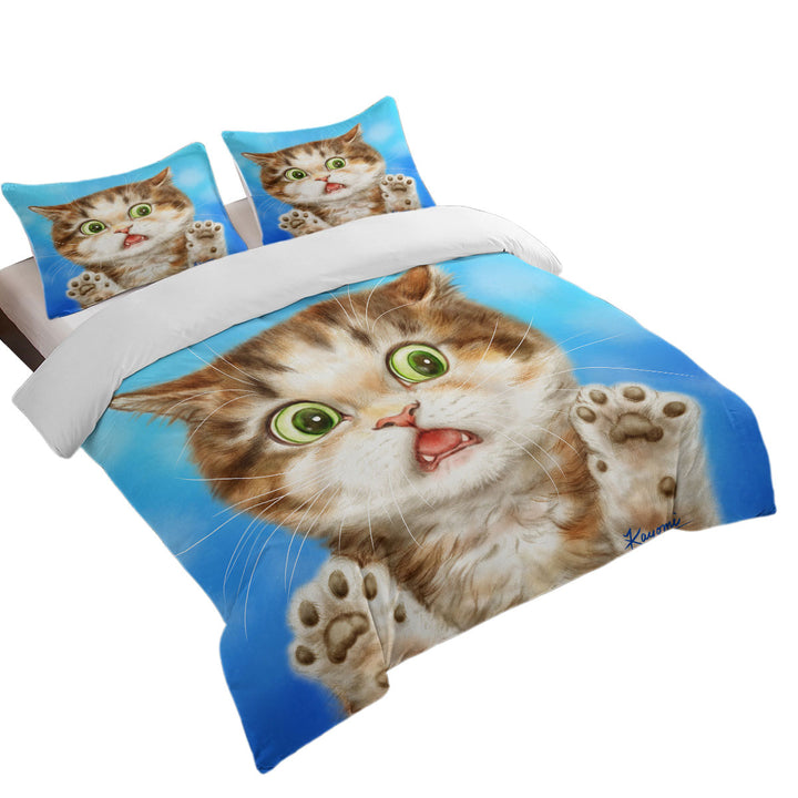 Painted Cats Terrified Brown Kitten full Size Duvet Cover