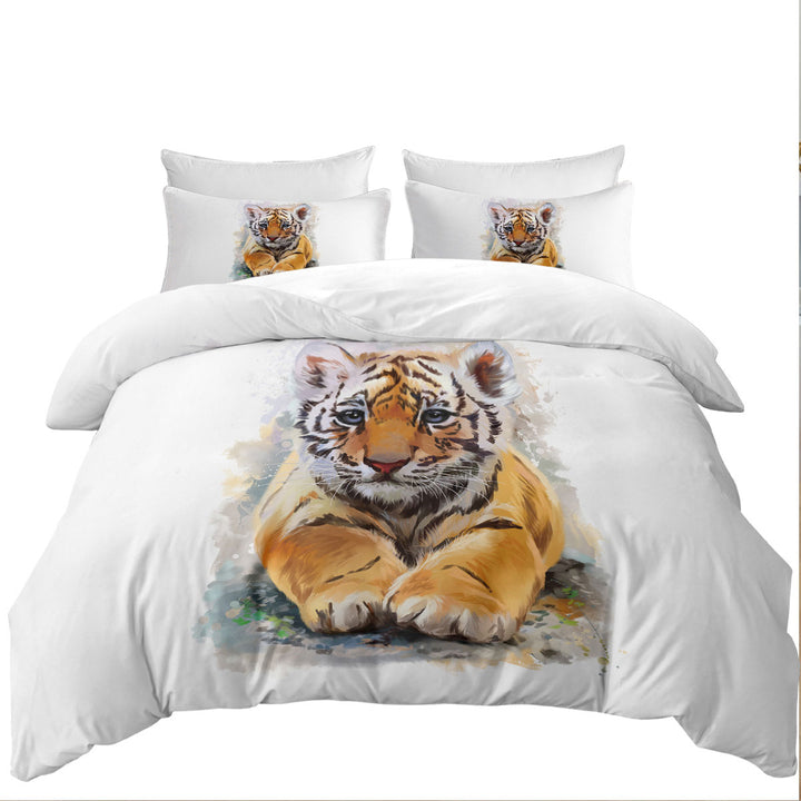 Painted Tiger Puppy Duvet Cover