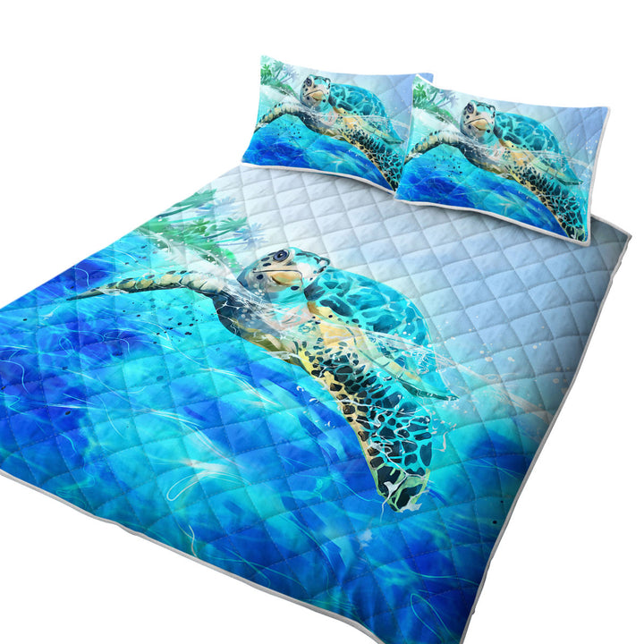 Painting Swimming Turtle Coverlets