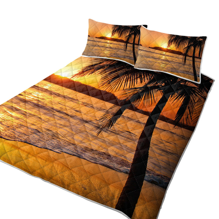 Palm Tree Sunset King Size Bedspreads